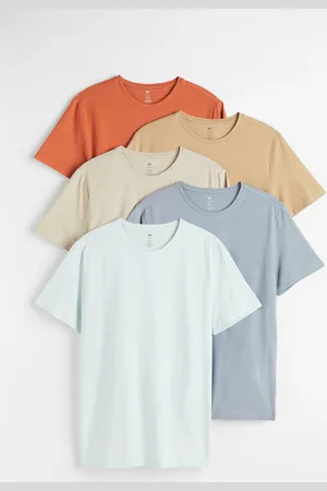 H&M 5er-Pack T-Shirts in Slim Fit - Grau