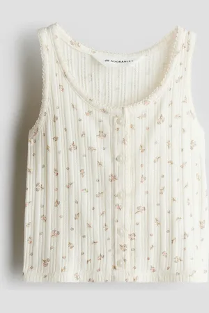 H&M Tanktop aus Pointelle-Jersey - Weiß