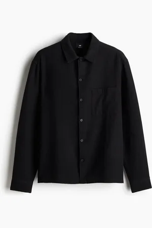 H&M Hemd mit Struktur in Regular Fit - Schwarz