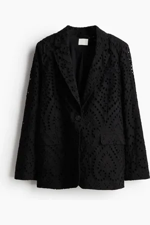 H&M Blazer mit Broderie Anglaise - Schwarz