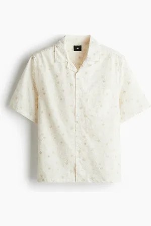 H&M Besticktes Freizeithemd in Regular Fit - Weiß