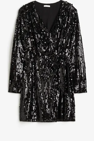 H&M Paillettenkleid im Wickelschnitt - Schwarz