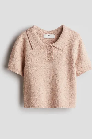 H&M Poloshirt aus Boucléstrick - Pink