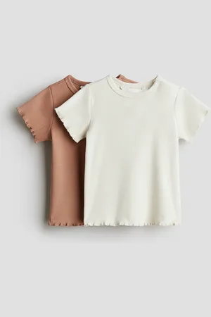 H&M 2er-Pack Gerippte Baumwollshirts - Orange