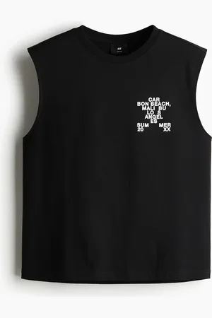 H&M Bedrucktes Tanktop in Loose Fit - Schwarz