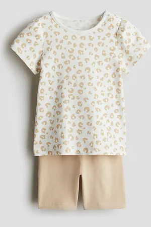 H&M Zweiteiler aus Baumwolljersey - Beige