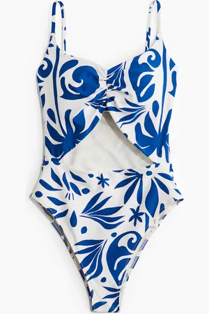 H&M Badeanzug mit wattierten Cups und High Leg - Blau