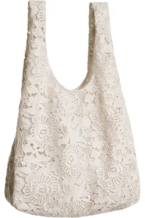 H&M Shopper aus Spitze mit Blütenapplikationen - Weiß