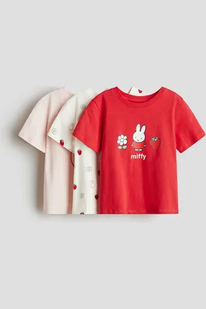 H&M 3er-Pack Shirts mit Druck - Rot