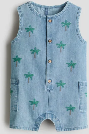 H&M Embroidery-detail romper suit - Blau