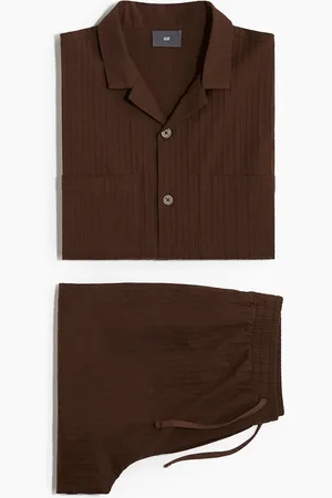 H&M Cotton pyjama shirt and shorts - Braun
