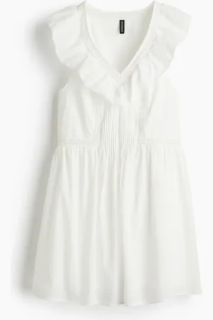 H&M Baumwollkleid mit Volants - Weiß