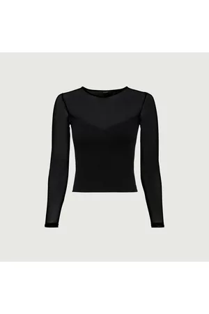 Hallhuber Damen Longsleeves - Cropped Mesh-Shirt mit Tencel™-Modal-Jersey