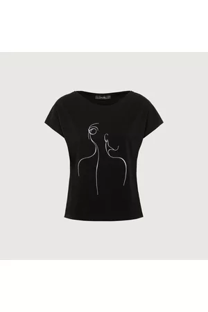 Hallhuber Damen Shirts - Loose-Fit-Shirt mit Kontraststickerei