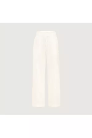 Hallhuber Damen Weite Hosen - Wide Leg Pants aus festem Baumwollpopelin mit gesteppter Bügelfalte