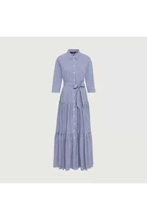Hallhuber Damen Freizeitkleider - Maxi-Hemdblusenkleid aus gestreiftem Baumwollpopelin