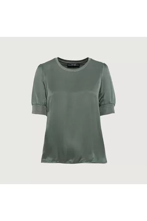 Hallhuber Damen Shirts - T-Shirt im Tencel™-Baumwolle-Viskose-Mix mit Strickblenden