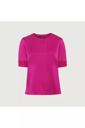 Hallhuber Damen Shirts - T-Shirt im Tencel™-Baumwolle-Viskose-Mix mit Strickblenden