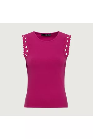 Hallhuber Damen Shirts - Ripptop aus Tencel™-Modal-Baumwolle-Mix mit Spitzenblenden