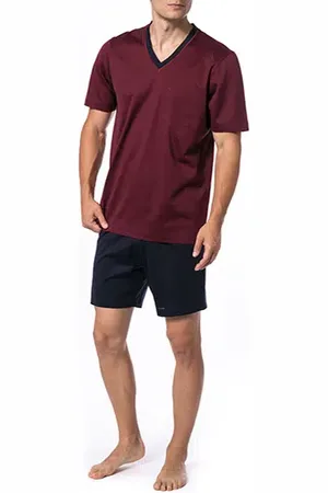 Novila Herren Pyjama Jersey-Baumwolle unifarben