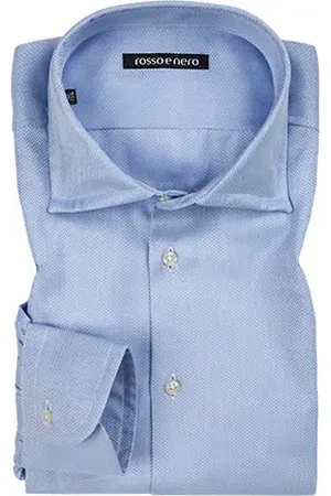 Rosso e Nero Herren Hemd Fischgrat Slim Fit