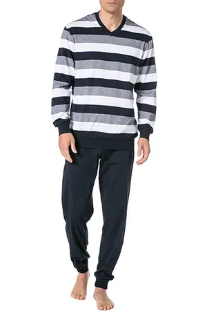 Schiesser Herren Pyjama Jersey-Baumwolle Gestreift