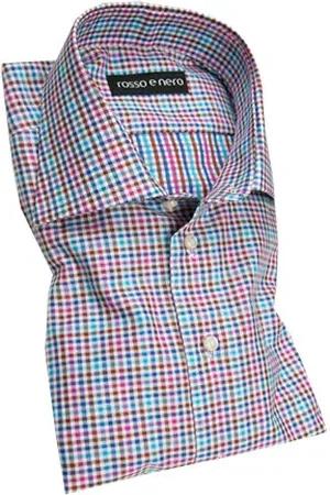 Rosso e Nero Herren Hemd kariert Slim Fit