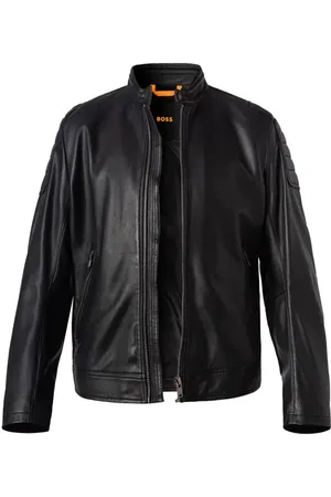 HUGO BOSS Herren Lederjacke unifarben