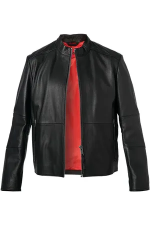 HUGO BOSS Herren Lederjacke unifarben