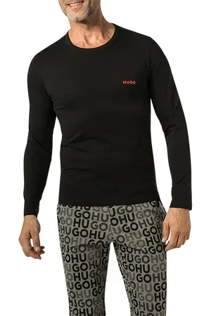 HUGO BOSS Herren Longsleeve Reine Baumwolle unifarben