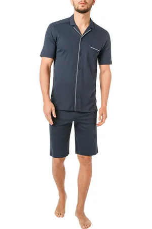 Hanro Herren Pyjama Jersey-Baumwolle unifarben