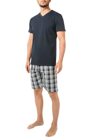 Bugatti Herren Pyjama Jersey-Baumwolle Kariert
