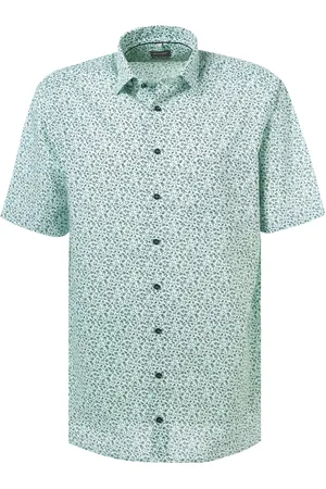 Olymp Herren Kurzarmhemd geblümt Comfort Fit