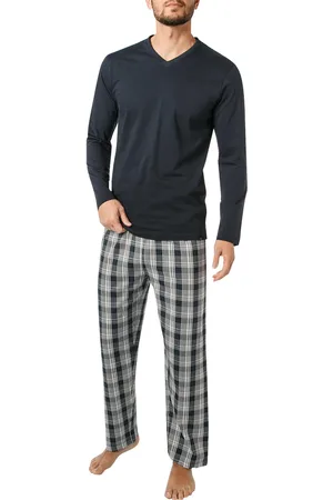 Bugatti Herren Pyjama Jersey-Baumwolle Kariert