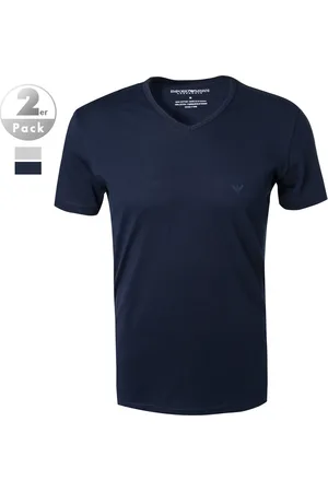 Emporio Armani Herren V-Shirt Reine Baumwolle unifarben