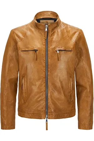 Milestone Herren Lederjacke uni mit Motiv