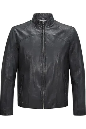 Milestone Herren Lederjacke uni mit Motiv