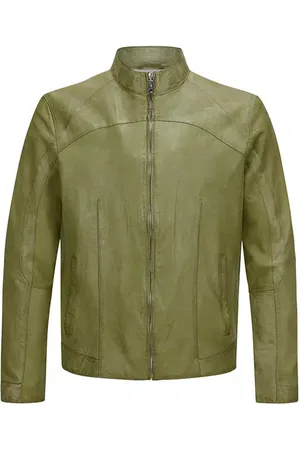 Milestone Herren Lederjacke uni mit Motiv