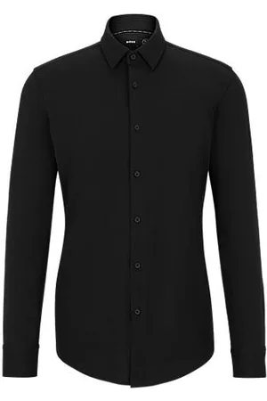 HUGO BOSS Slim-Fit Hemd aus Baumwoll-Jersey mit Performance-Stretch
