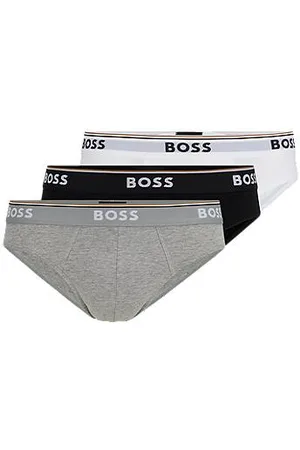HUGO BOSS Dreier-Pack Slips aus Stretch-Baumwolle mit Logos am Bund
