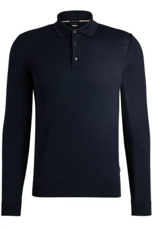 HUGO BOSS Gestrickter Polopullover aus italienischer Schurwolle