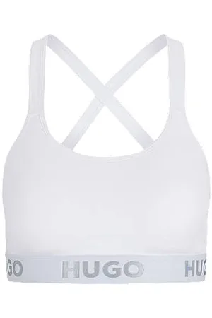 HUGO BOSS Bralette aus Stretch-Baumwolle mit hinten überkreuzten Trägern und Logo-Band