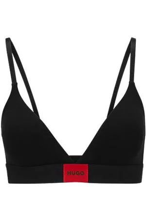 HUGO BOSS Triangel-BH aus Stretch-Baumwolle mit rotem Logo-Label