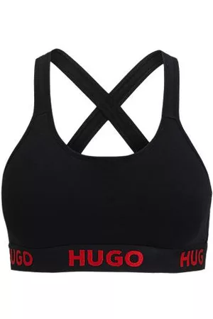 HUGO BOSS Bralette aus Stretch-Baumwolle mit hinten überkreuzten Trägern und Logo-Band
