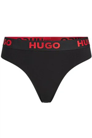 HUGO BOSS String aus Stretch-Baumwolle mit Logos am Bund