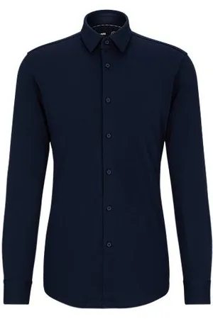 HUGO BOSS Slim-Fit Hemd aus Baumwoll-Jersey mit Performance-Stretch