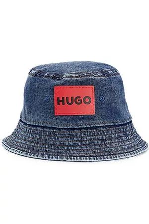 HUGO BOSS Herren Hüte - Fischerhut aus Denim mit rotem Logo-Label