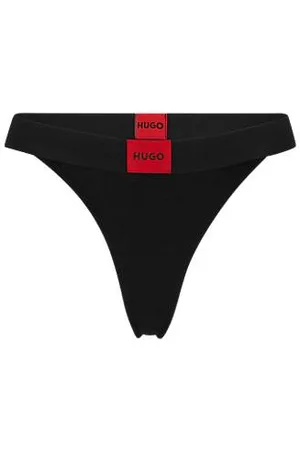 HUGO BOSS Tanga aus Stretch-Baumwolle mit rotem Logo-Label