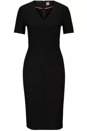 HUGO BOSS Kleid aus elastischem Gewebe mit V-Ausschnitt