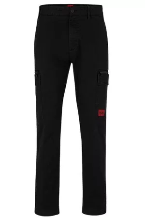 HUGO BOSS Herren Shorts - Slim-Fit Cargohose mit rotem Logo-Label